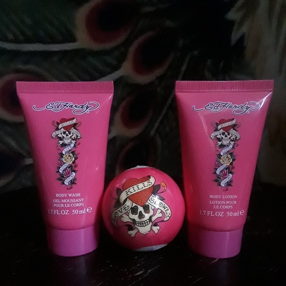 Brand New Ed Hardy Love Kills Slowly Body Care Set